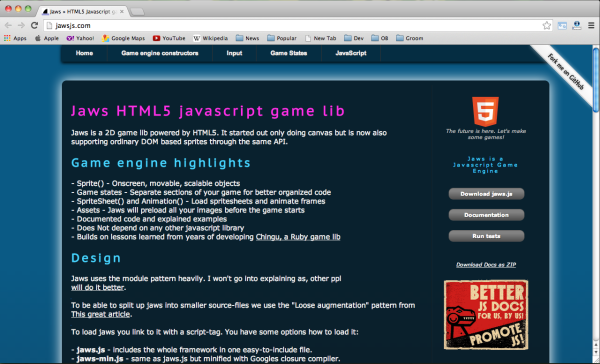Best HTML5 and javascript game engine Library- jawjs