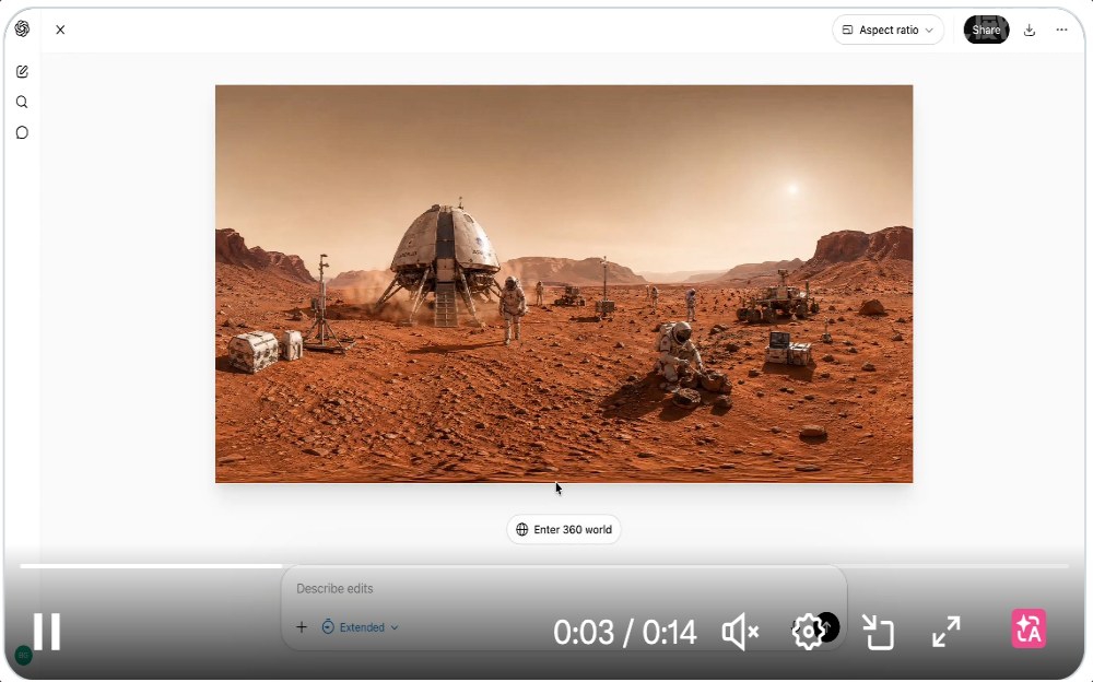 GPT直接生成并进入 360° 全景世界