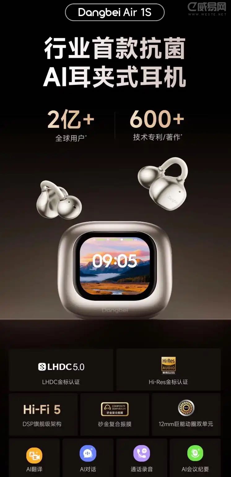 当贝Dangbei Air 1S耳夹式蓝牙耳机